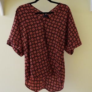 Bright coral patterned blouse